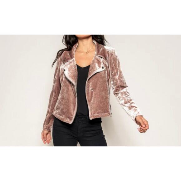 MARRAKECH‎ Desert Mocha Fay Velvet Moto Jacket Size M - Picture 1 of 13